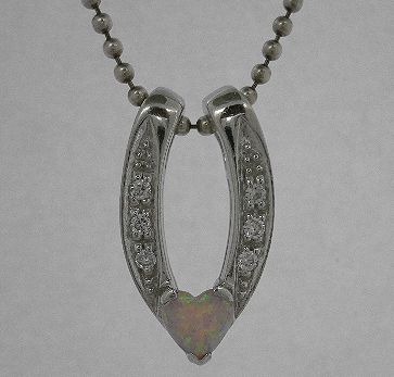 画像: ハート型オブシディアンオパール付ペンダント　ピンク