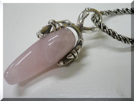 画像: 天然石勾玉ローズクォーツsilverクロス