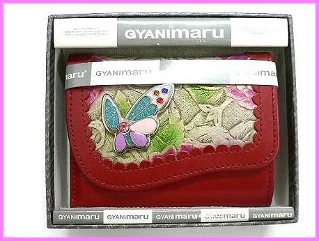画像: GYANImaru花柄型押し　ショート財布　レッド