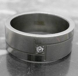 画像: ステンレスリングF　ジルコニア入り