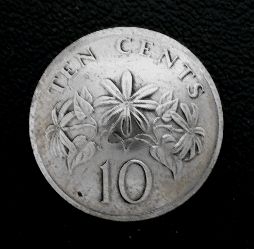 画像1: シンガポール１０セント　コインコンチョ　直径19mm