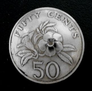 画像1: シンガポール５０セント　コインコンチョ　直径25mm