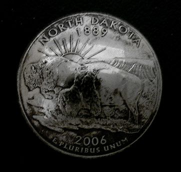 画像1: アメリカノースダコタ州２５セントコインコンチョ　直径24mm